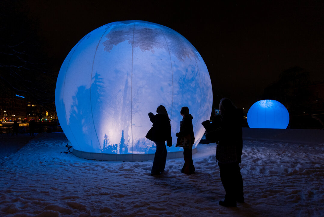 A light installation in Stockholm