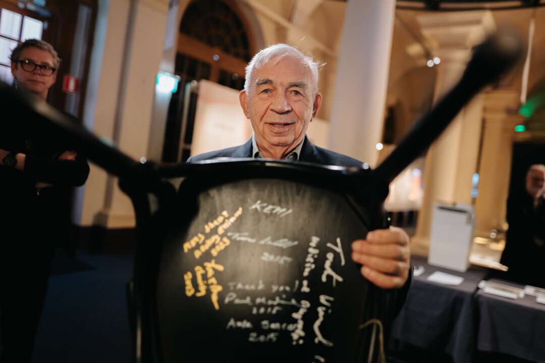 Aleksey Yekimov with his signed chair