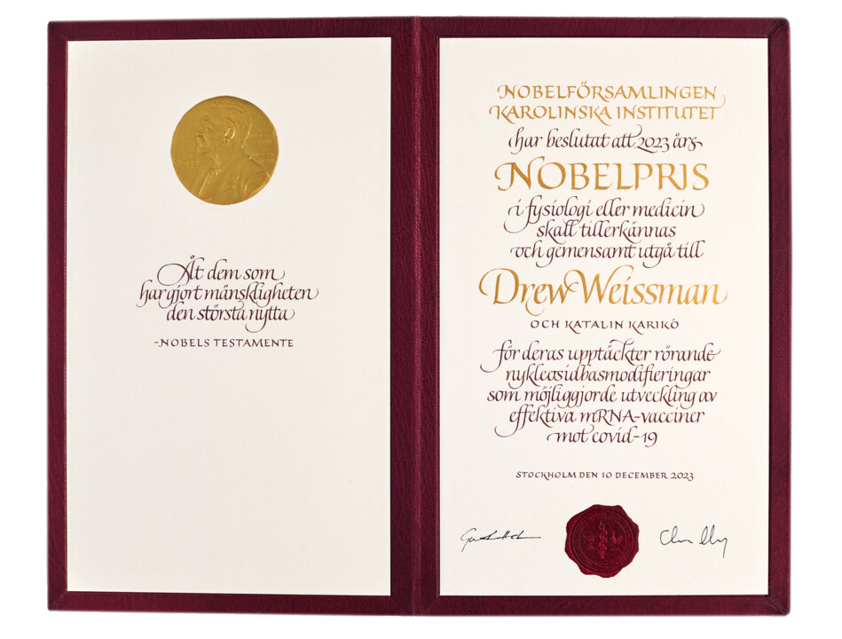Drew Weissman - Nobel Prize diploma