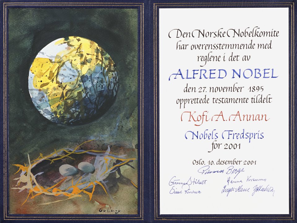 Kofi Annan - Nobel Prize diploma