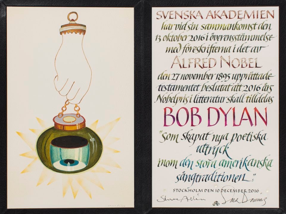 Bob Dylan - Nobel Prize diploma