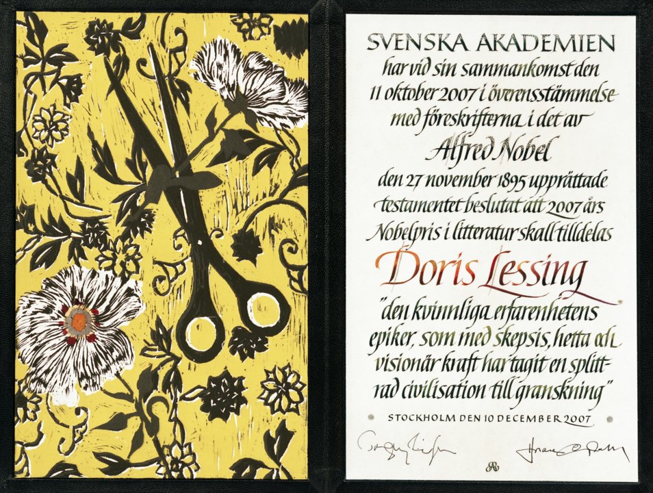 Doris Lessing - Nobel Prize diploma