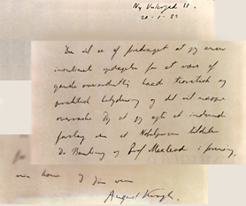 Letter from August Krogh to Göran Liljestrand
