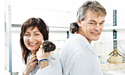 May-Britt and Edvard I. Moser in the laboratory. Photo: Geir Mogen/NTNU.
