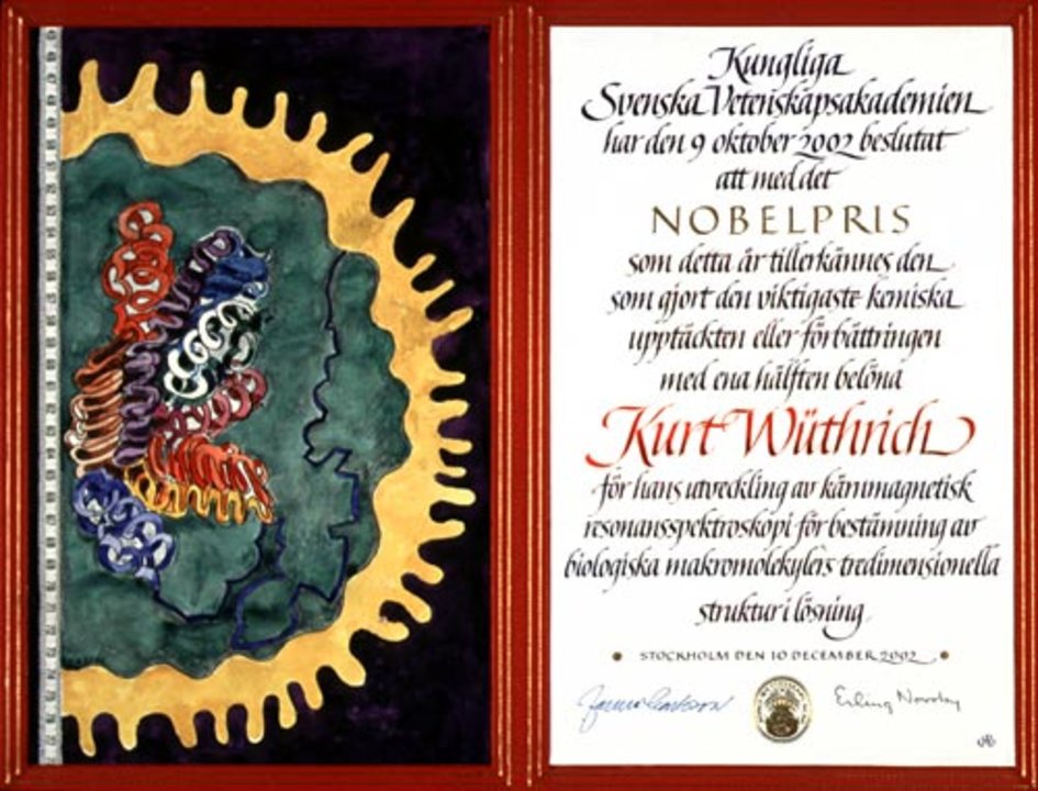 Kurt Wüthrich - Nobel Prize diploma